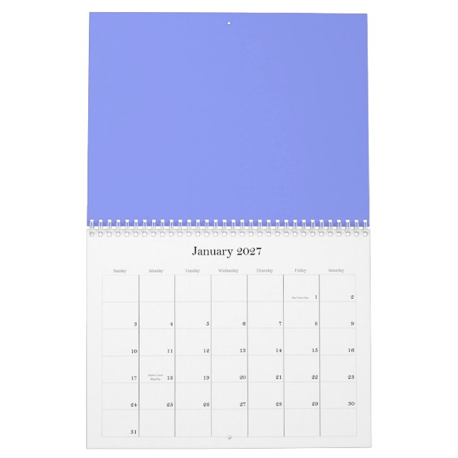 Blumenblauer Hintergrund eines Kalenders Kalender (Jan 2027)