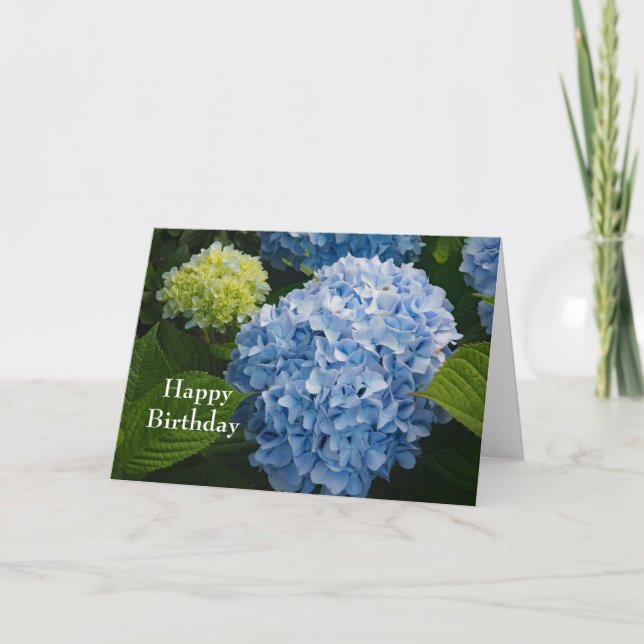 Blumenblauer Hydrangea Foto Geburtstag Karte (Vorderseite)
