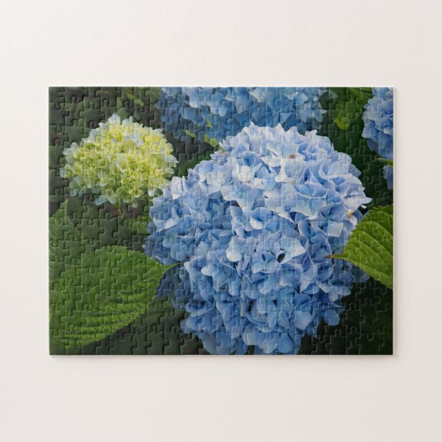Blumenblauer Hydrangea-Foto Puzzle (Horizontal)