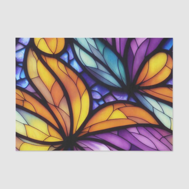 Blumenblauer Lila Gelbkleber Seidenpapier (Vorderseite)