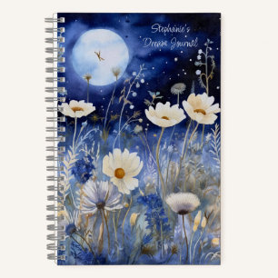 Blumenblauer Mond Wasserfarbe Custom Dream Journal Notizbuch