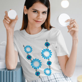 Blumenblauer Ozean Geometrie Lässige Weiblichkeit Tri-Blend Shirt