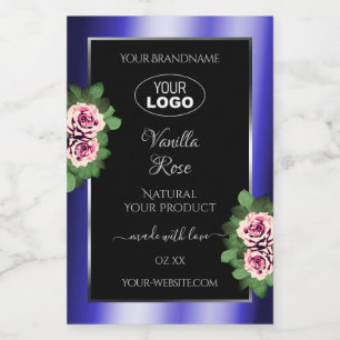 Blumenblauer Produktetikett Rosa Rosen Logo Lebensmitteletikett