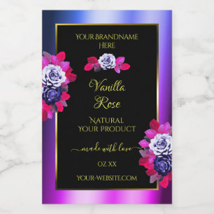 Blumenblauer Rose Rosa Lila schwarze Produktkennze Lebensmitteletikett