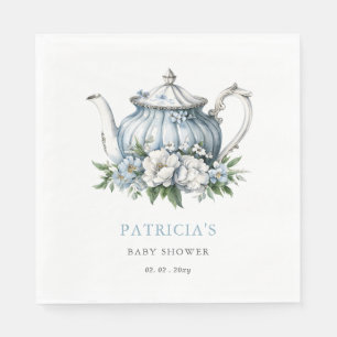 Blumenblauer Tee Party Kinderdusche Serviette