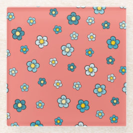 Blumenblauer und Korallenweide - Getränkeküste Glasuntersetzer