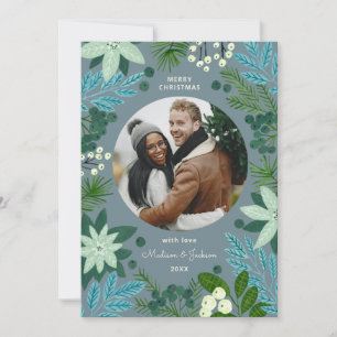 Blumenblauer Weihnachtskarten Foto Feiertagskarte