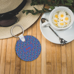 Blumenblauer Wildblumen Name Schlüsselanhänger