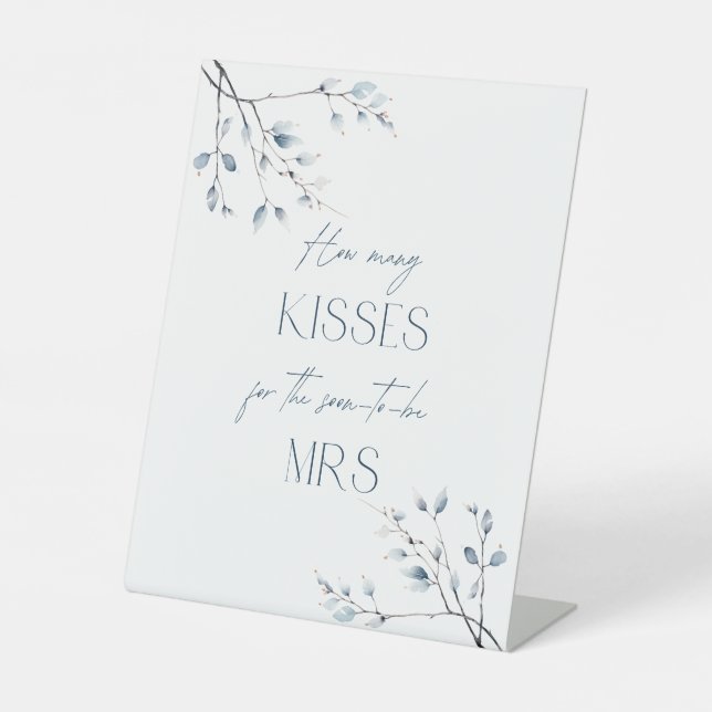 Blumenblauer Winter Botanisch wie viele Küsse Sockelschild (Vorderseite)