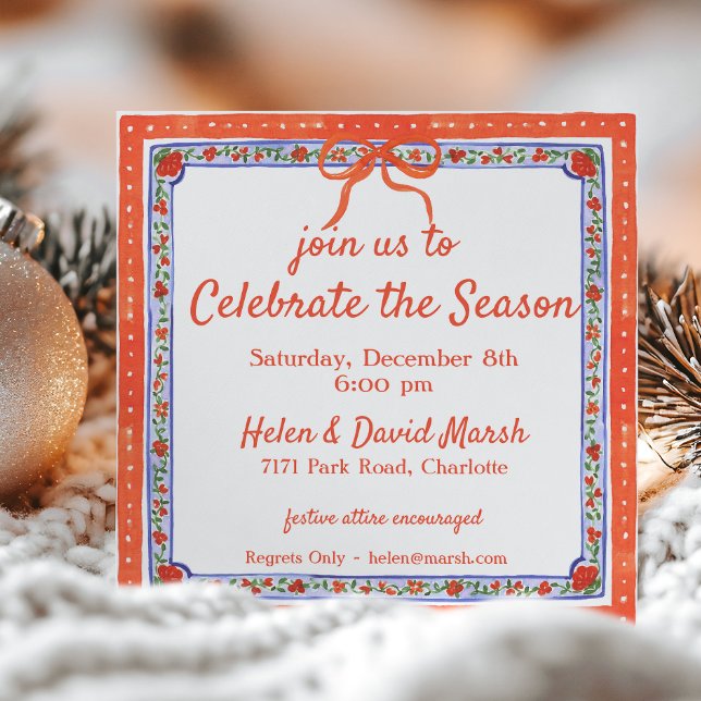 Blumenblock Aquarell Weihnachtsgebäck Party drucke Einladung (Von Creator hochgeladen)