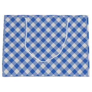 Blumenblume Blauer Gingham Kariert Prüfmuster Große Geschenktüte