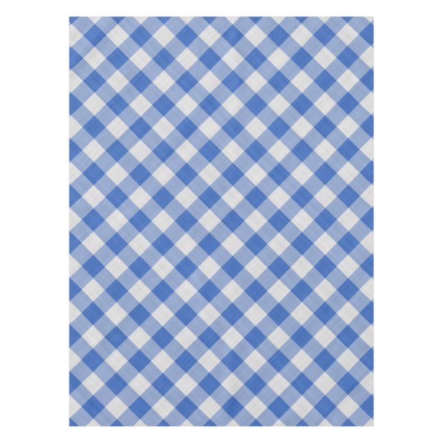 Blumenblume Blauer Gingham Kariert Prüfmuster Tischdecke (Vorderseite)