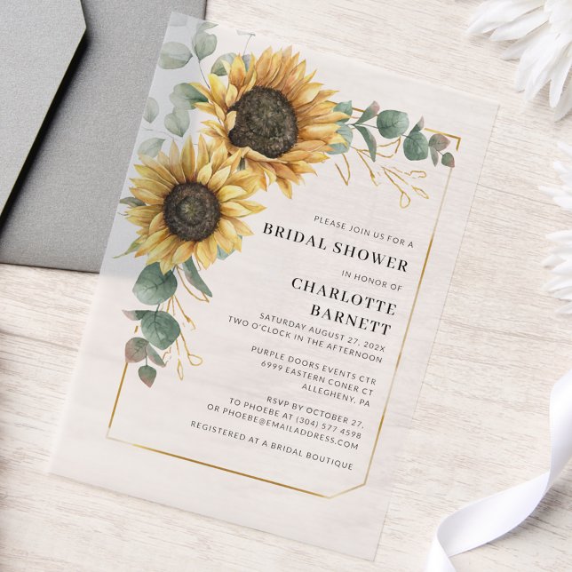 Blumenblume Elegantes Eukalyptus-Brautparty (Sunflower Floral Eucalyptus Watercolor Bridal Shower Invitation)