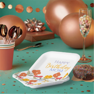 Blumenblume Farbiges Glück Geburtstags-Mama Party Pappteller