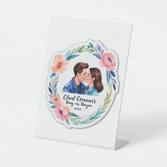 Blumenblume Romance Hochzeitseinladung Sockelschild (Vorderseite)