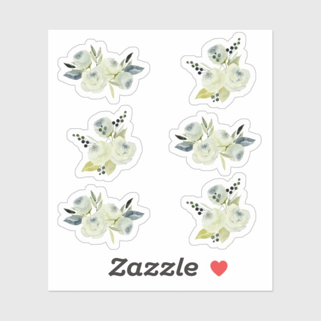 Blumenblume Vintage Hochzeit in Wasserfarben Aufkleber (Blatt)