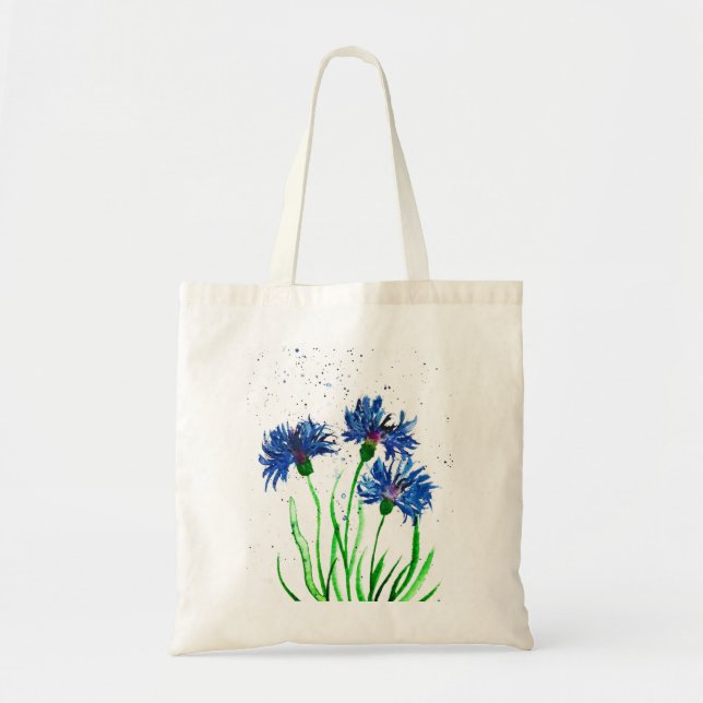 Blumenblumen blau blühende rustikale hübsch modern tragetasche (Vorne)