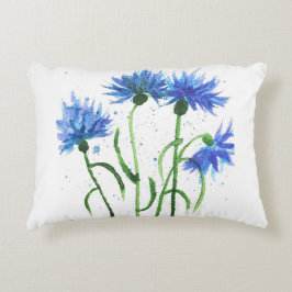 Blumenblumen blaue Blumen Aquarell rustikal hübsch Dekokissen
