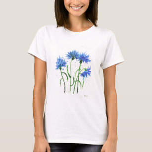 Blumenblumen blaue Blumen Aquarell rustikal hübsch T-Shirt