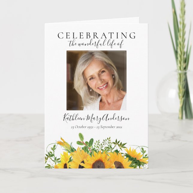 Blumenblumen Fotos Falten Gedenkfeier Programm (Vorderseite)