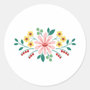 BlumenBlumen-Grenze Runder Aufkleber