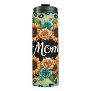 Blumenblumen und Rose für die Mama Thermosbecher