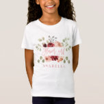 BlumenBlumenmädchen-Brautparty-Shirt T-Shirt<br><div class="desc">Watercolor erröten Rosa, Burgunder, das weise Grün, das mit Blumenmädchenhochzeitsflitterwochen-Geschenk-T - Shirt des Goldeffektes geometrischem colorway mit Blumen ist. Das perfekte Geschenk für Ihren Freundschwesterbrudermammavatitantenonkeltochtersohnnichtenneffe gran Grandad. Auf Trendskripttext und modernen Watercolorgraphiken. Machen Sie Ihr Leben einfacher mit dieser durchdachten Hochzeit oder Geburtstagsgeschenk und zeigen Sie speziellem jemand Sie Sorgfalt oder...</div>