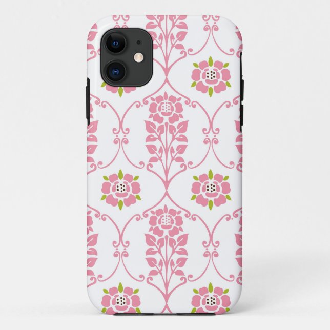 BlumenBlumenmuster der rosa Blumen des Damastes Case-Mate iPhone Hülle (Rückseite)