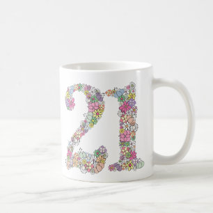 Blumenblumenstrauß 21. 21 nummerieren kaffeetasse