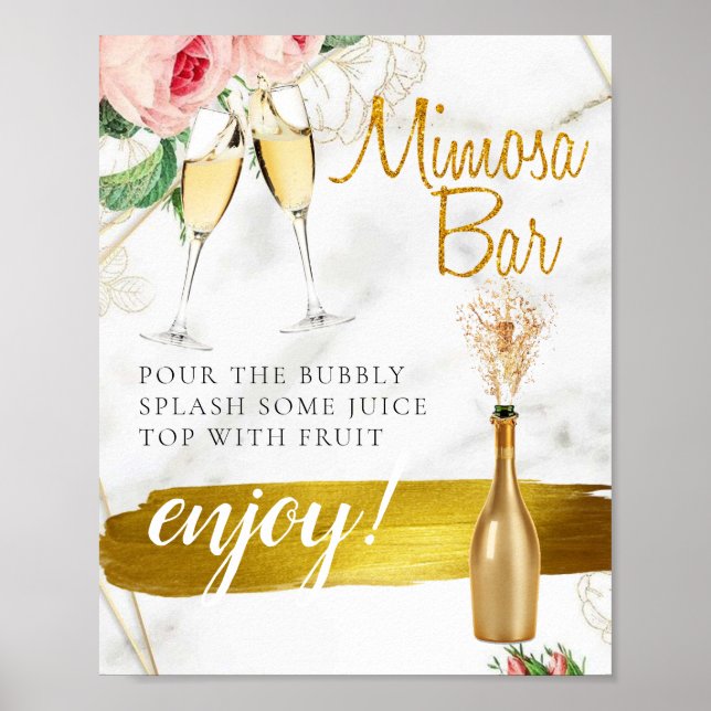 Blumenblush Foliage Bridal Brunch Mimosa Bar Sign Poster (Vorne)