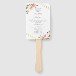 Blumenblush Gold Mint Green Wedding Program Fächer