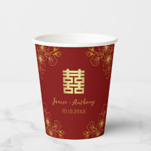 Blumenblüte Chinesische Hochzeit rot Pappbecher