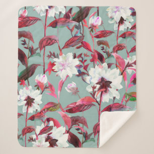 Blumenblüte. Wasserfarbene Blume nahtlos. Sherpadecke