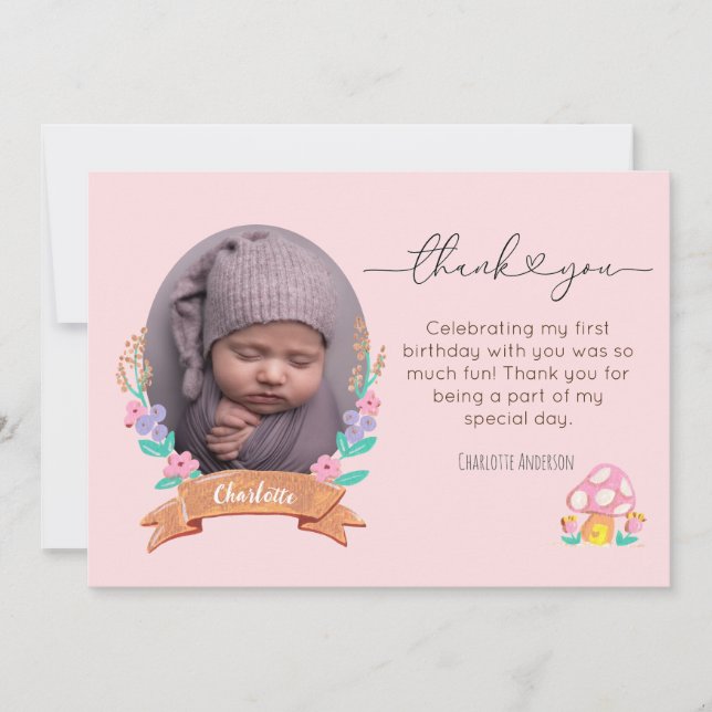 Blumenblüten Blumenrosa-Foto Dankeskarte (Vorderseite)