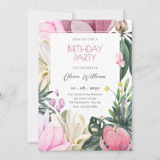 Blumenblütengebläse Geburtstag Einladung
