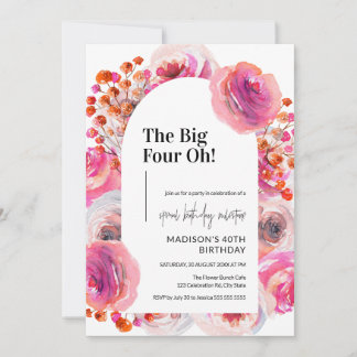 Blumenbogen 40. Geburtstag Einladung für Frauen