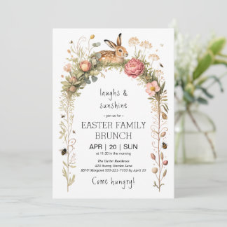 Blumenbogen-Häschen-Osterbrunch-Einladung Einladung