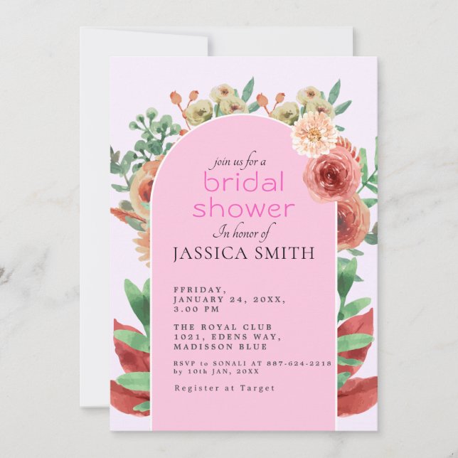 Blumenbogen hell elegante Vorlage Braut laden (Vorderseite)