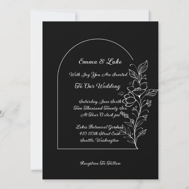 Blumenbogen-Hochzeitseinladung Einladung (Vorderseite)