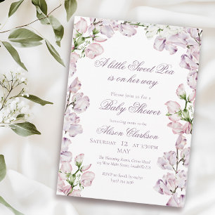 Blumenbogen Süße Erbse Baby-Brunch elegante Lavend Einladung