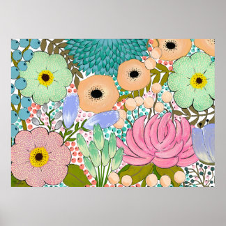 Blumenbotanische Künstlerimpression Print Poster