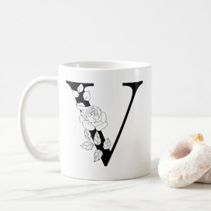 Blumenbotanischer Initialbrief V Monogramm V Kaffeetasse