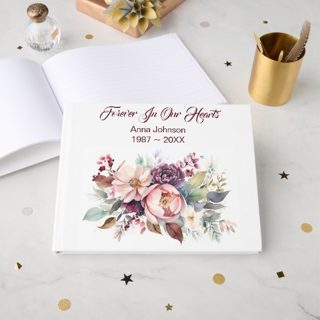 BlumenBouquet auf Weiß Gästebuch (Vorderseite Offen)