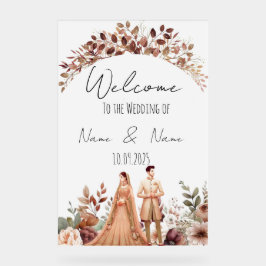 Blumenbraun-Hochzeitszeichen Acrylschild