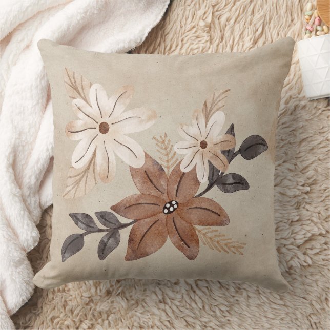 Blumenbraun und Tan-Kissen Kissen (Decke)