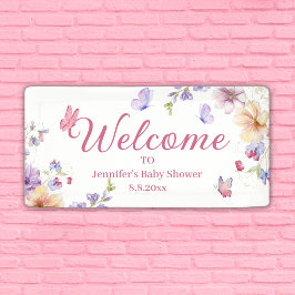 Blumenbraun-Wildblumen Mädchen-Dusche Banner