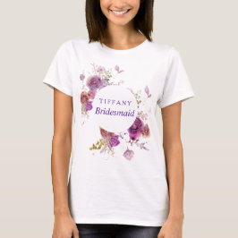 Blumenbrautjungfer des lila Watercolor T-Shirt