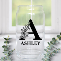 Blumenbrief A-Monogramm und personalisierter Name