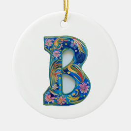 Blumenbrief B Keramik Ornament