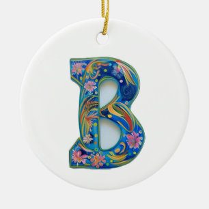 Blumenbrief B Keramik Ornament